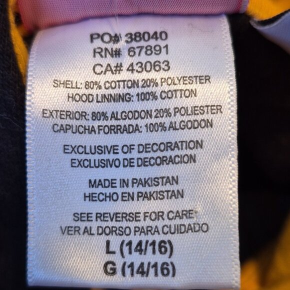 Boston Bruins boys size Large or 14/16 full zip up hoodie, 2 front pockets NWOT - Picture 5 of 5